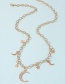 Fashion Gold Color Alloy Diamond Crescent Necklace