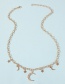 Fashion Gold Color Alloy Diamond Crescent Necklace