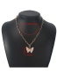 Fashion Gold Color Alloy Butterfly Necklace With Diamonds