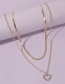 Fashion Gold Color Alloy Diamond Double Heart Necklace
