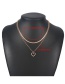 Fashion Gold Color Alloy Diamond Double Heart Necklace