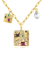 Fashion 18k Copper Inlaid Zircon Pearl Square Necklace