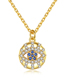 Fashion 18k Copper Inlaid Zircon Eye Round Necklace
