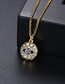 Fashion 18k Copper Inlaid Zircon Eye Round Necklace