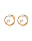Fashion White K Geometric Pearl Knotted Round Earrings