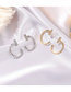 Fashion Kc Gold C-shaped Nail Micro-inlaid Zircon Letter Geometric Earrings