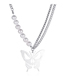 Fashion Silver Color Heart Pendant Metal Butterfly Hollow Necklace