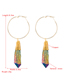Fashion Color Geometry Long Natural Stone Crystal Bud Handmade Copper Wire Earrings