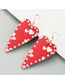 Fashion Pink White Heart-shaped Leather Double-sided Printed Diamond Earrings