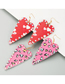 Fashion Color Printing Heart-shaped Leather Double-sided Printed Diamond Earrings