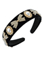 Fashion Black Gold Velvet Cloth Rhinestone Bow Pearl Headband
