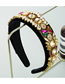 Fashion Color Geometric Wide Brim Headband With Diamonds And Flowers