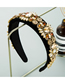 Fashion Brown Glass Diamond Non-slip Gold Velvet Flower Wide-brimmed Headband