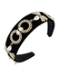 Fashion Black Broad-rimmed Gold Velvet Butterfly Combined With Gold-studded Pearl Headband