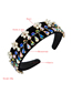 Fashion Color Gold Velvet Diamond Tassel Pearl Flower Headband