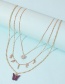 Fashion Gold Color Alloy Multilayer Diamond Letter Butterfly Necklace