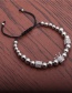 Fashion White Gold Copper Beads Micro-inlaid Zircon Crown Hexagonal Pillar Braided Adjustable Bracelet