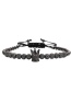 Fashion Grab The Black Crown Micro-inlaid Zircon Diamond Ball Crown Braided Adjustable Bracelet
