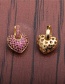 Fashion Green Heart Micro-set Zircon Peach Heart Earrings