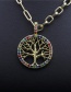 Fashion 40cm Chain Life Tree Color Zirconium Diamond Life Tree Hollow Necklace