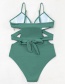 Fashion Green Cross-tie One-piece Swimsuit