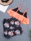 Fashion Printing Printed Ruffled Cutout Color One-piece Swimsuit