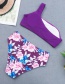 Fashion Printing One-shoulder Print Contrast Split Swimsuit