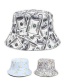 Fashion Light Blue Double-sided Fisherman Hat With Dollar Print Pattern