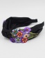 Fashion Black Fabric Flower Diamond-studded And Knotted Broad-brimmed Headband