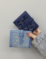 Fashion Flower Sky Blue Multi-card Slot Short Embroidery 2-fold Coin Wallet