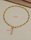 Fashion Dream Gold Color Copper Inlaid Zircon Thick Chain Letter Necklace