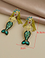 Fashion Gold Color Alloy Diamond Mermaid Stud Earrings