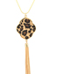 Fashion Four-leaf Clover Set Leopard Print Geometric Tassel Magnet Buckle Earrings Bracelet Necklace