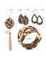 Fashion Four Leaf Clover Leopard Print Tassel Geometric Earrings Necklace Bracelet