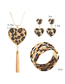 Fashion Leopard Print Suit Leopard Print Love Heart Print Tassel Earrings Necklace Bracelet