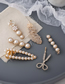 Fashion Gold Color Feather Pearl Diamond Geometric Alloy Hairpin Set