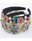 Fashion Gold Color Broad-brimmed Headband With Fabric And Diamond Imitation Pearls And Flowers