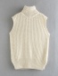 Fashion Creamy-white Turtleneck Thick Wool Knitted Vest