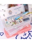 Fashion Double-layer Stationery Box-pink Carrot Rabbit Large Capacity Transparent Double Layer Frosted Stationery Box