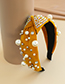 Fashion Khaki Fabric Diamond-studded Pearl-knotted Headband