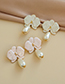 Fashion Pink Alloy Pearl Flower Stud Earrings
