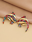 Fashion Color Alloy Diamond Fish Earrings