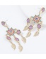 Fashion Color Alloy Diamond Leaf Tassel Earrings