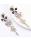 Fashion Purple Alloy Diamond Long Tassel Geometric Earrings