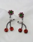 Fashion Gun Black Cherry Rhinestone Flower Alloy Stud Earrings