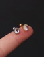 Fashion Peach Heart-gold Color Round Love Moonstone Stainless Steel Piercing Screw Stud Earrings