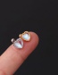 Fashion Peach Heart-gold Color Round Love Moonstone Stainless Steel Piercing Screw Stud Earrings