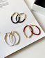 Fashion White Metal Color Matching Hoop Oval Earrings
