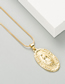 Fashion Gold Color Oval Virgin Mary Pendant Copper Plated 18k Gold Micro-set Zircon Necklace