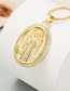 Fashion Gold Color Oval Christian Priest Pendant Copper Micro-inlaid Zircon Necklace